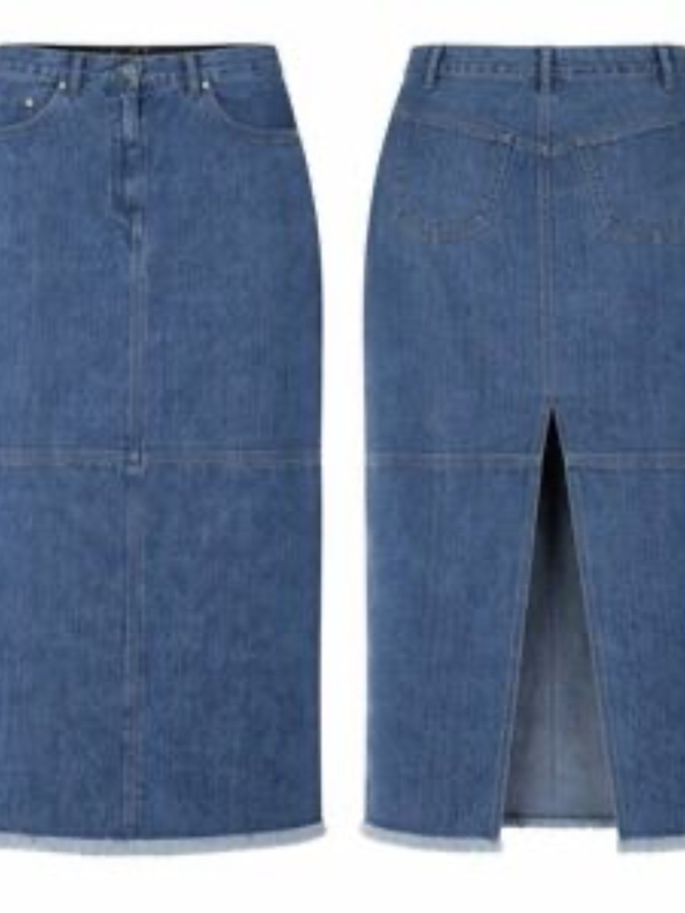 TY Original Wear Denim Long Skirt Raw Hem Blue Jean Kick Pleat Plus Size 24W NWT - Picture 7 of 7